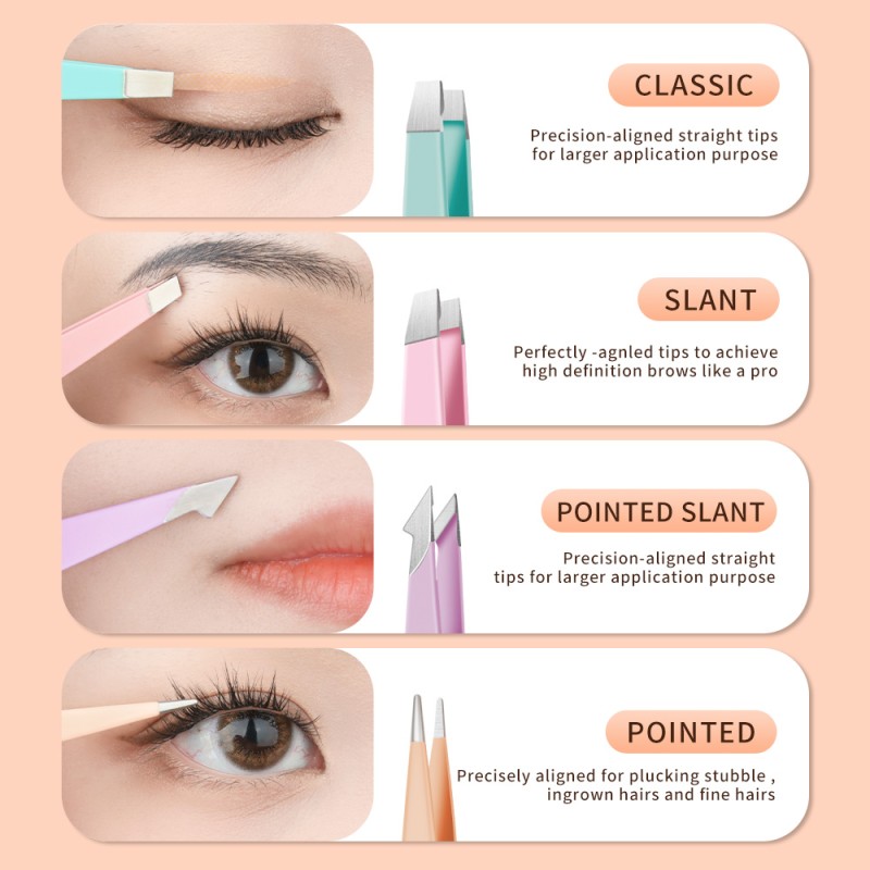 Eyebrow Tweezers Set Manufacturer - 4-Piece Durable Stainless Steel