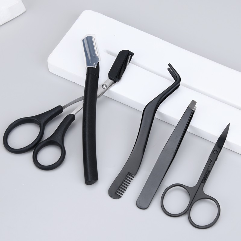 Eyebrow Grooming Set Factory - Factory Wholesale Black 4pcs Set