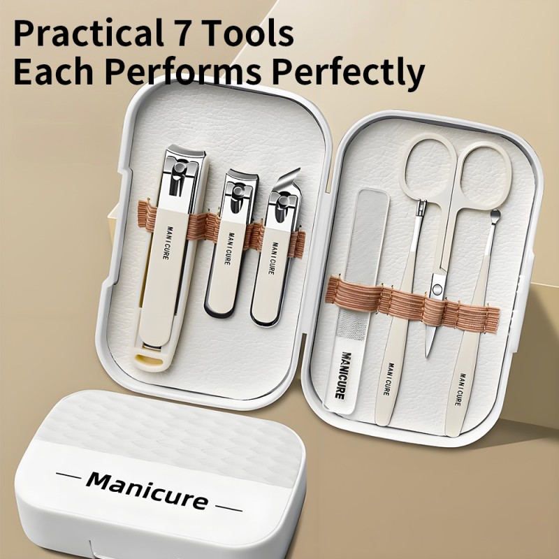 Pedicure Set Factory - 7pcs White Portable Foot Care Gift