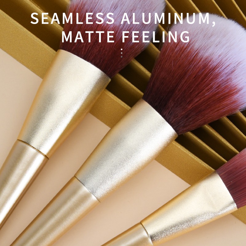 Makeup Brush Set Factory - Gold 7pcs With Black Zipper Case