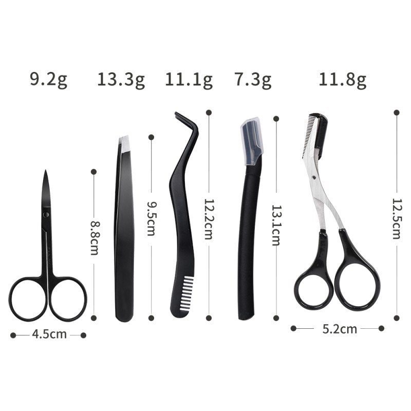 Eyebrow Grooming Set Factory - Factory Wholesale Black 4pcs Set