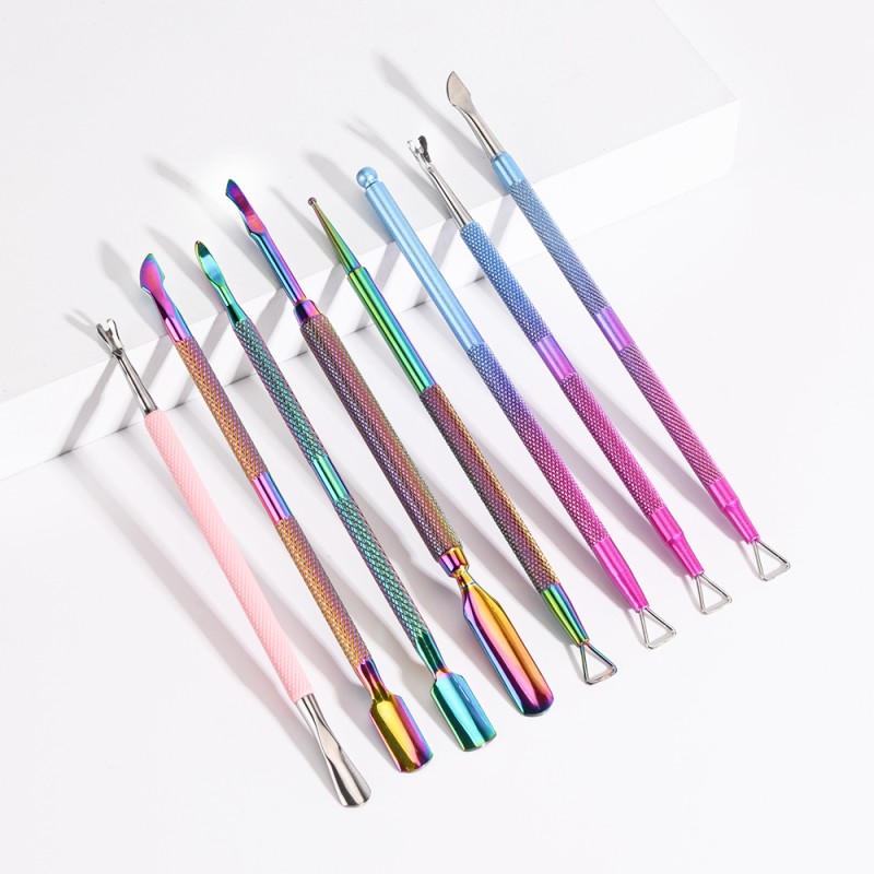 Nail Pusher Supplier - Stainless Steel Titanium Coat Rainbow