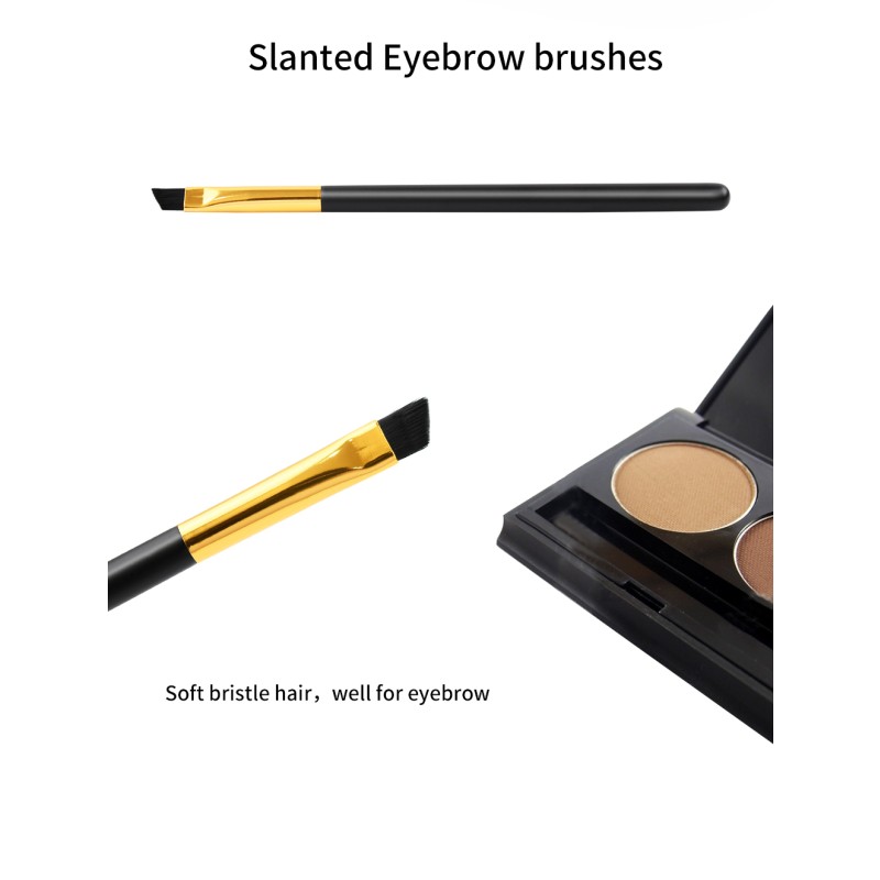 Cosmetic Brush Manufacturer - Travel Wooden Handle Gold Eyebrow