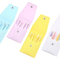 Eyebrow Tweezers Factory - Factory Price 4PCS with Leather Case