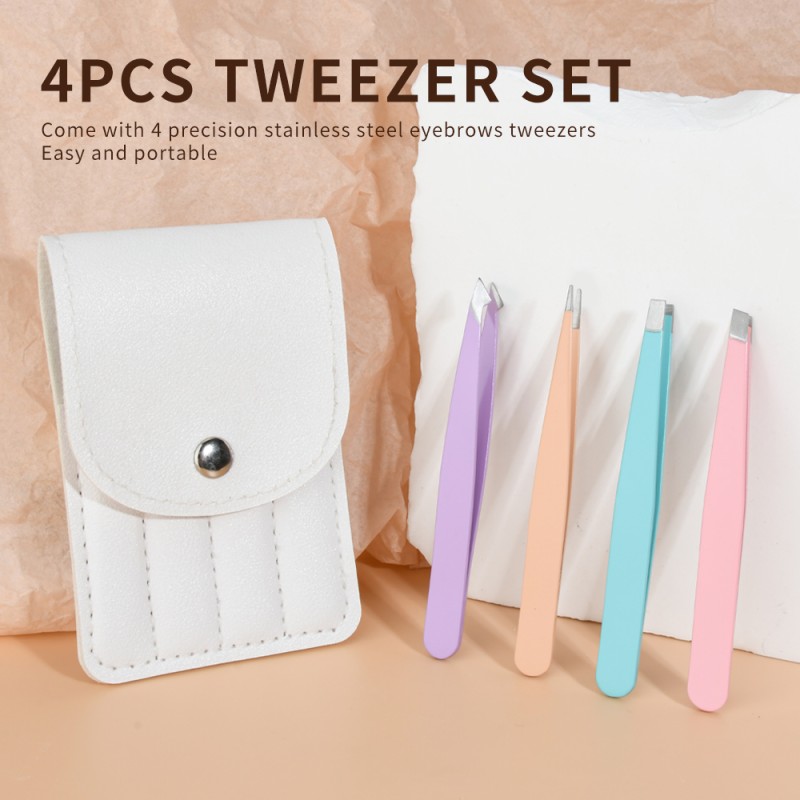 Eyebrow Tweezers Set Manufacturer - 4-Piece Durable Stainless Steel