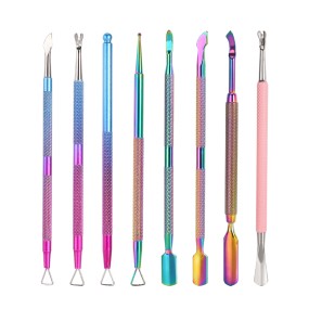 Nail Pusher Supplier - Stainless Steel Titanium Coat Rainbow