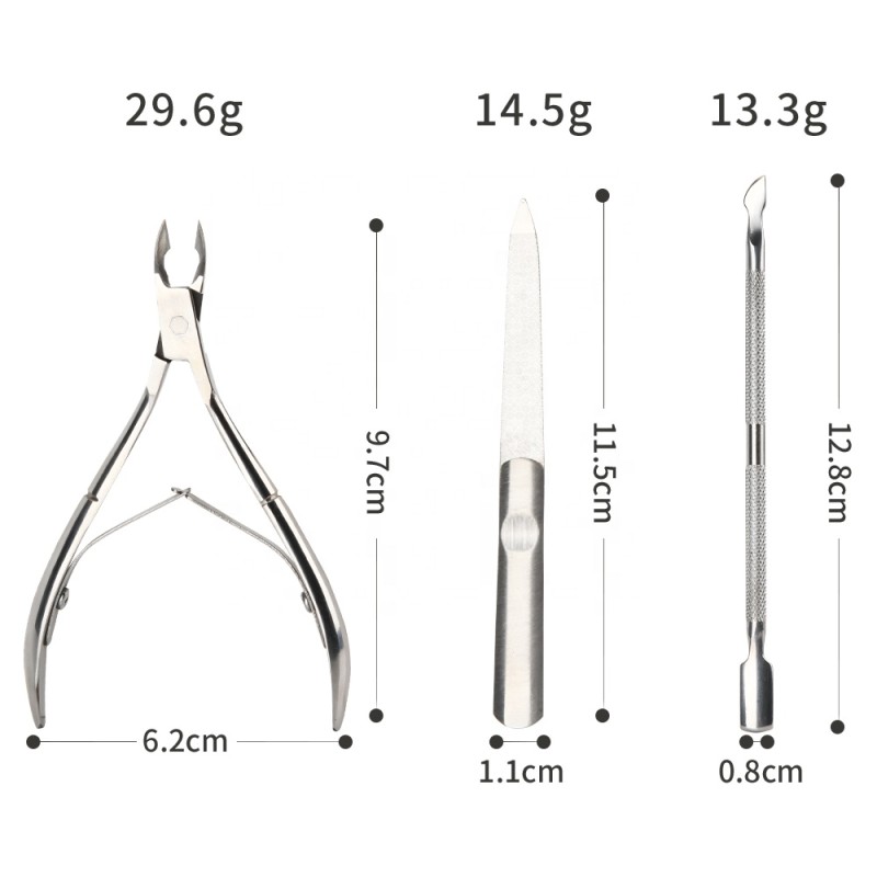 Manicure Kit Factory - Customized 3pcs Stainless Steel Set