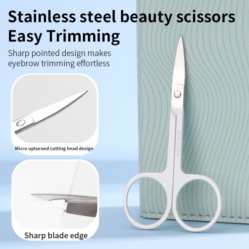 Eyebrow Tweezers Set Factory - 5pcs White Slanted Pointed Quality