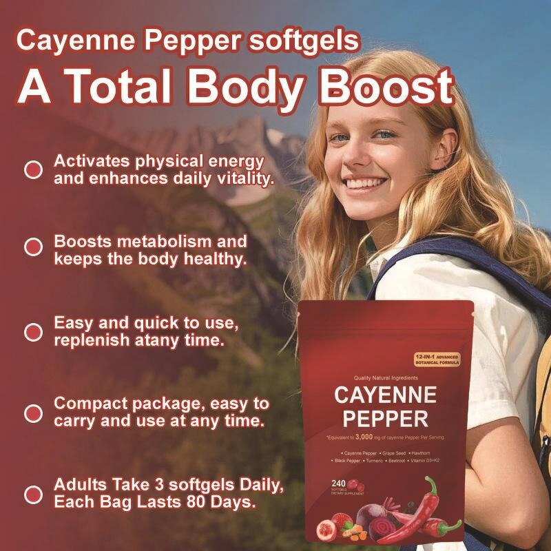 Cayenne Pepper Extract Softgel Capsules Manufacturer - Private Label Organic Supplement with Vitamin K2 and D3