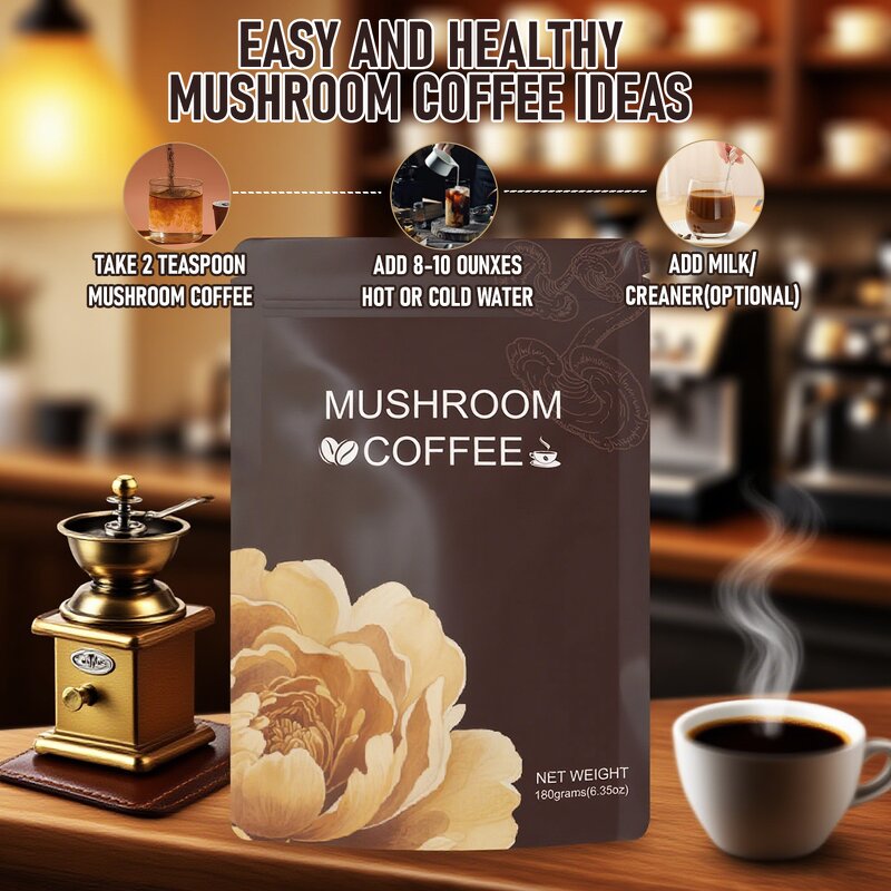 Reishi Lions Mane Coffee Powder Manufacturer - 5-in-1 Instant Immune Nutrition Drink for Adults & Pregnant Women, Private Label