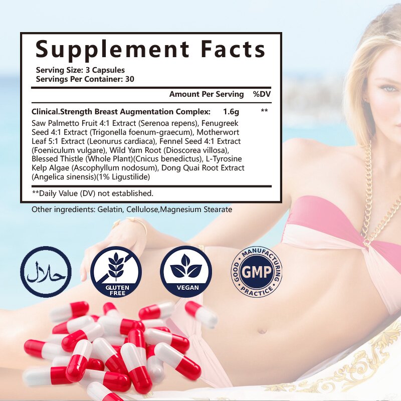 Breast Enlargement Capsules Manufacturer - Herbal Extract, Food Grade, 90 Count