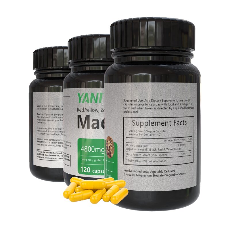 Herbal Extract Supplement Manufacturer - Food Grade Black Maca Root for Men, 120 Capsules