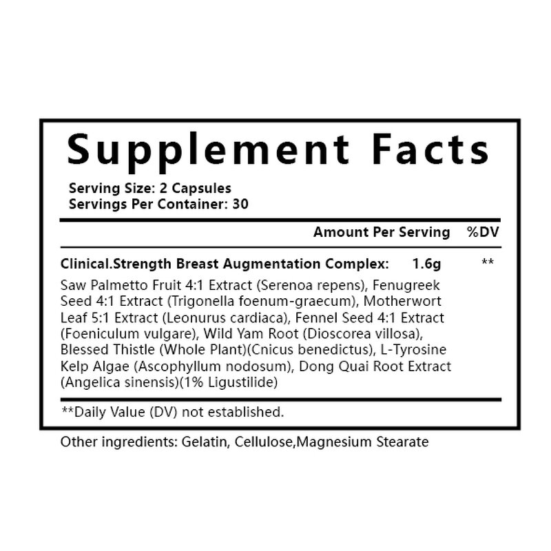 Breast Enhancement Capsules Manufacturer - Natural Herbal Formula for Women, 60 Capsules