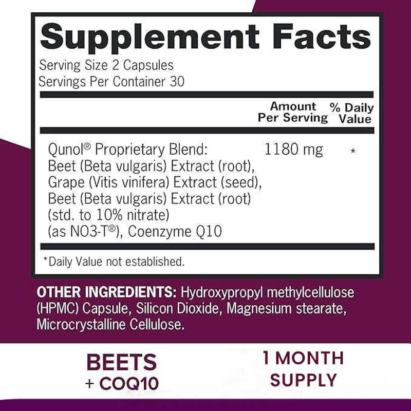 Beet Root Capsules Manufacturer - 3-in-1 Herbal Supplement for Heart & Blood Health with CoQ10 & Grape Seed Extract