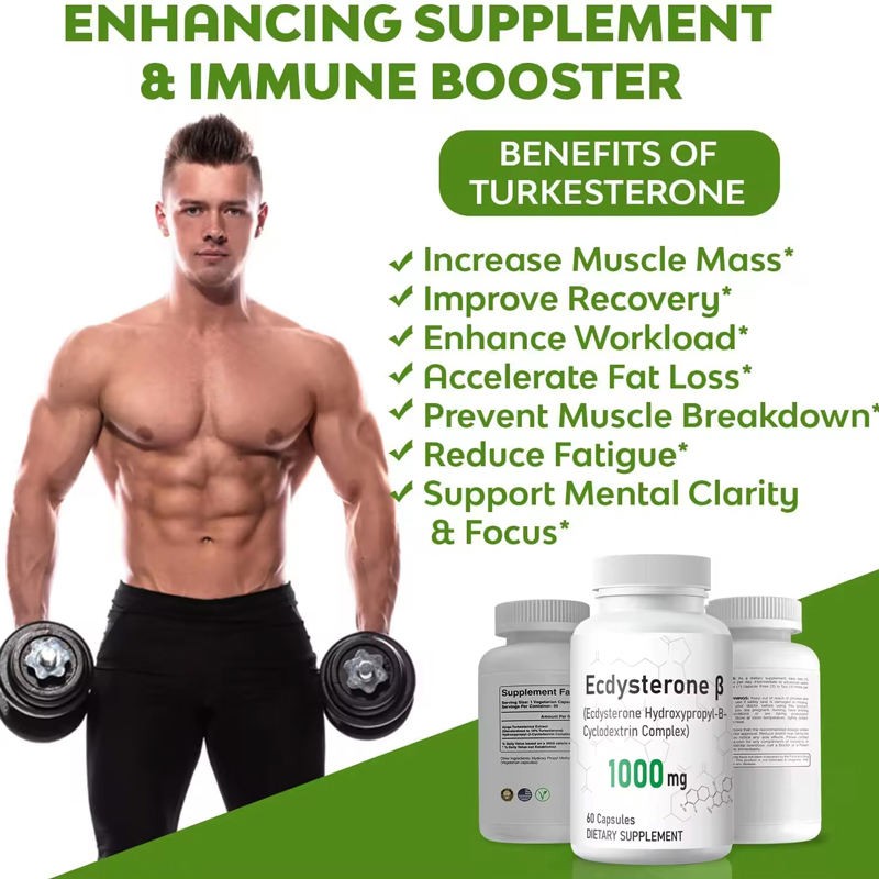 Premium 1000mg Beta Ecdysterone Capsules for Muscle Growth & Skin Health - Non-GMO, Vegan, Third-Party Tested