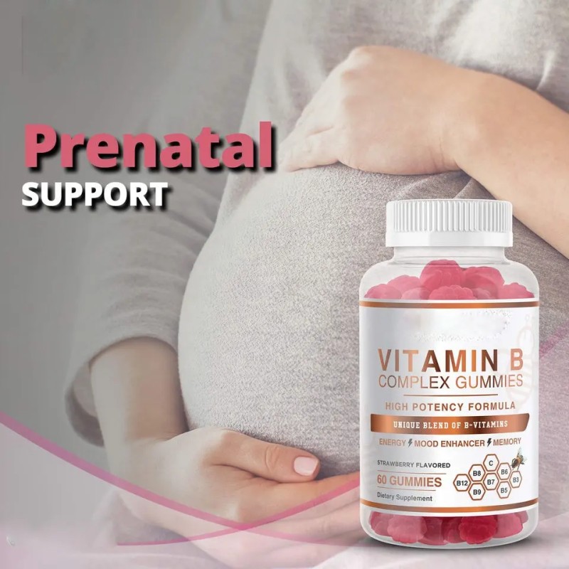 Sugar Free Vitamin B Complex Gummies with Vitamin C for Energy and Nerve Support Halal Certified Vegan B12 Supplement