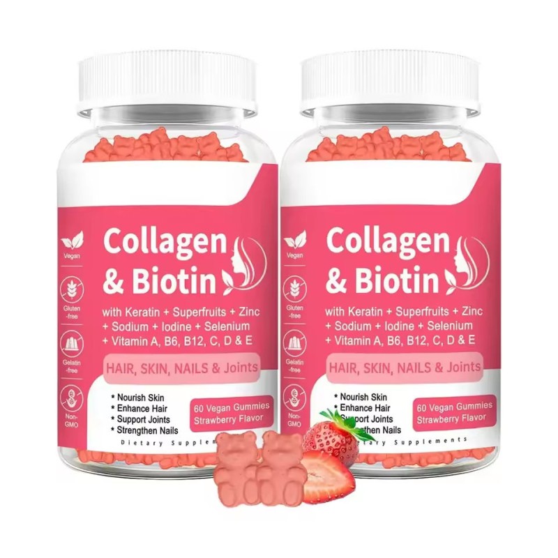 Collagen and Biotin Gummies for Adults 5000mcg High-Potency Vegan Hair and Skin Support