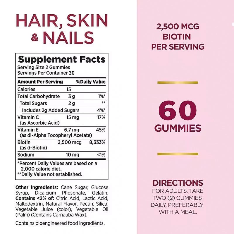 Biotin Hair Skin Nails Growth Gummies for Adults Vitamins for Stronger Hair and Healthier Beauty for Pregnant Women