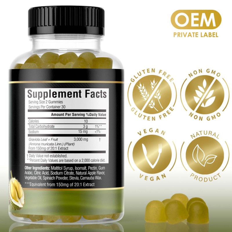 Soursop Graviola Sugar-Free Gummies Antioxidant Superfruit Supplement for Adults Oral Liquid Dosage Not for Pregnant Women