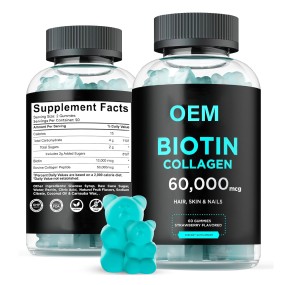 High Potency Biotin and Collagen Gummies for Hair Growth Skin Nails Health 5000mcg Vegan Supplement