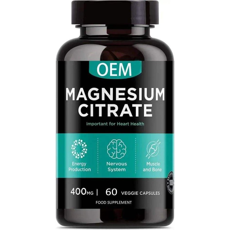 Premium Magnesium Citrate 400mg Capsules - High Absorption Non-GMO Supplement for Sleep, Muscle & Digestion Support