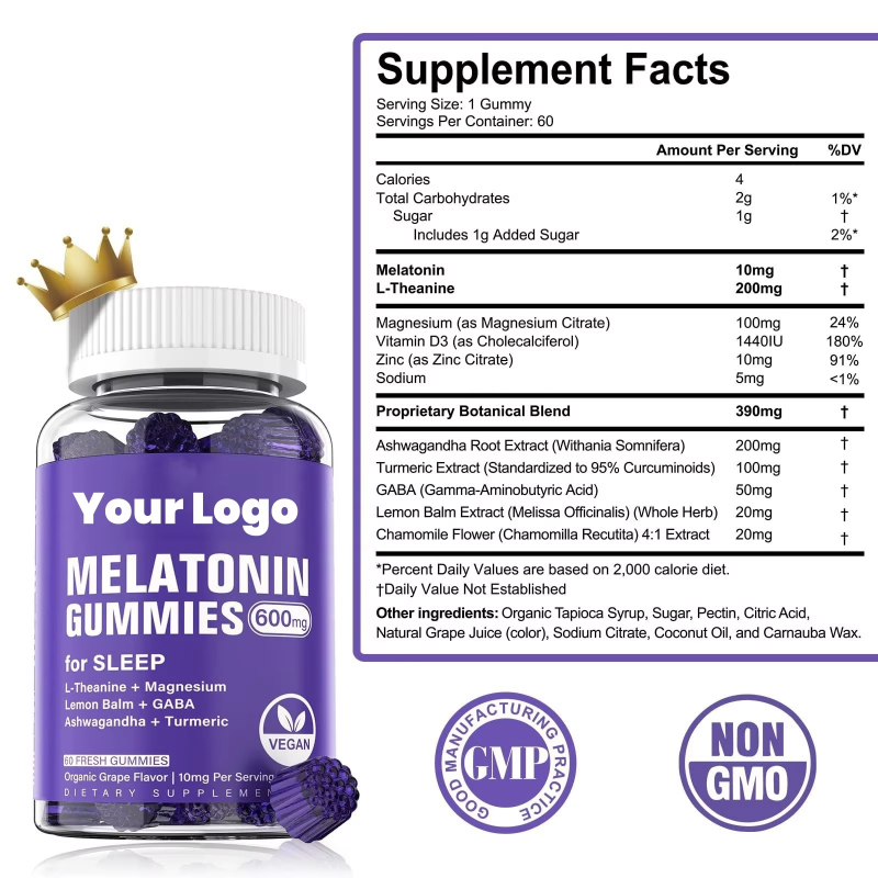 OEM/ODM Melatonin Sleep Gummies 60 Count Adult Vitamins for Deep Rest and Relaxation Vitamins for Pregnant Women