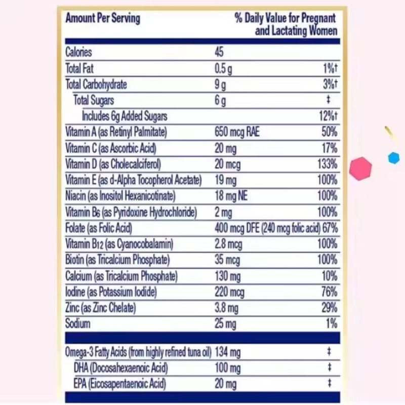Enhanced Fertility Support Prenatal Multivitamin Gummy Prenatal Supplement for Pregnant and Lactating Women From Gummies