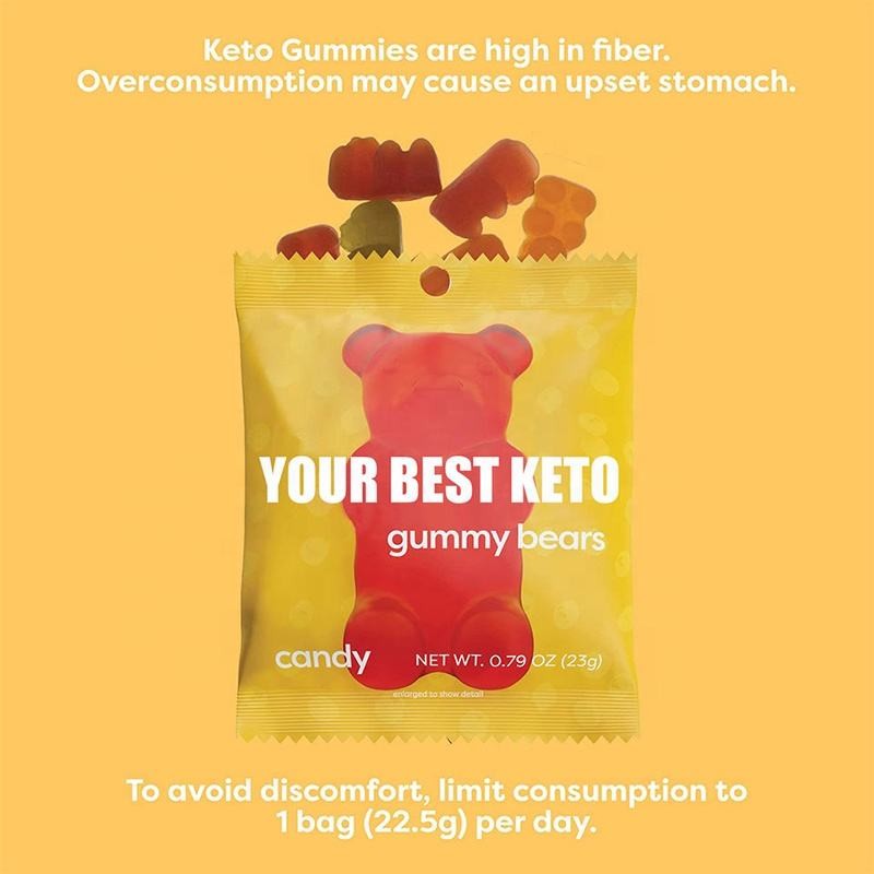 Plant Fiber Gummy Bears | 2g Net Carbs Sugar Free Keto Candy | Low Calorie Vegan Snack for Ketogenic Diet & Fitness Adults