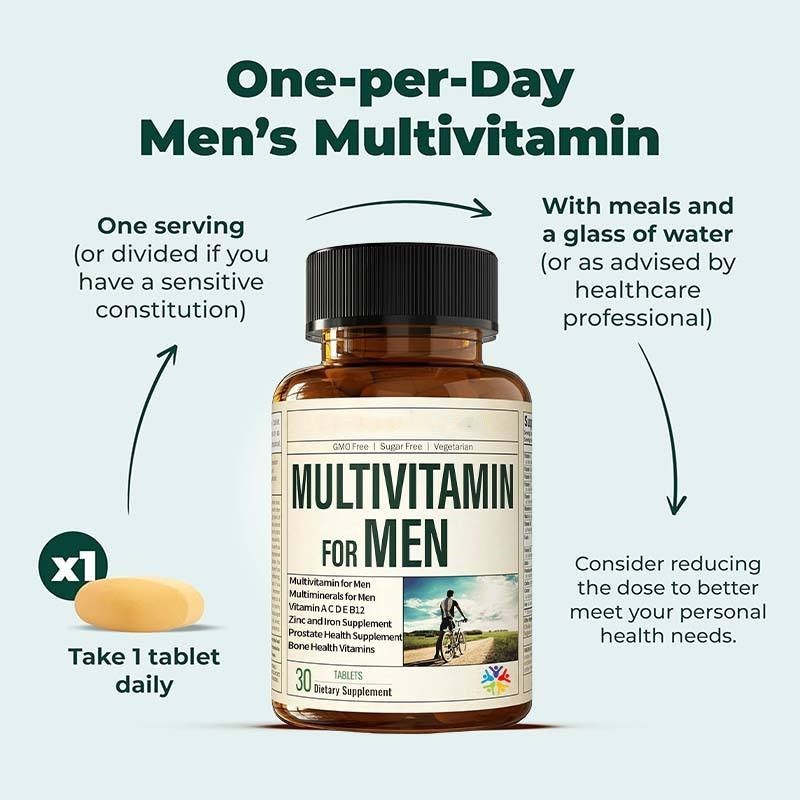 OEM Men's Multivitamin Tablets with Vitamin C, D, E, B12 & Zinc for Energy & Focus | Halal Certified