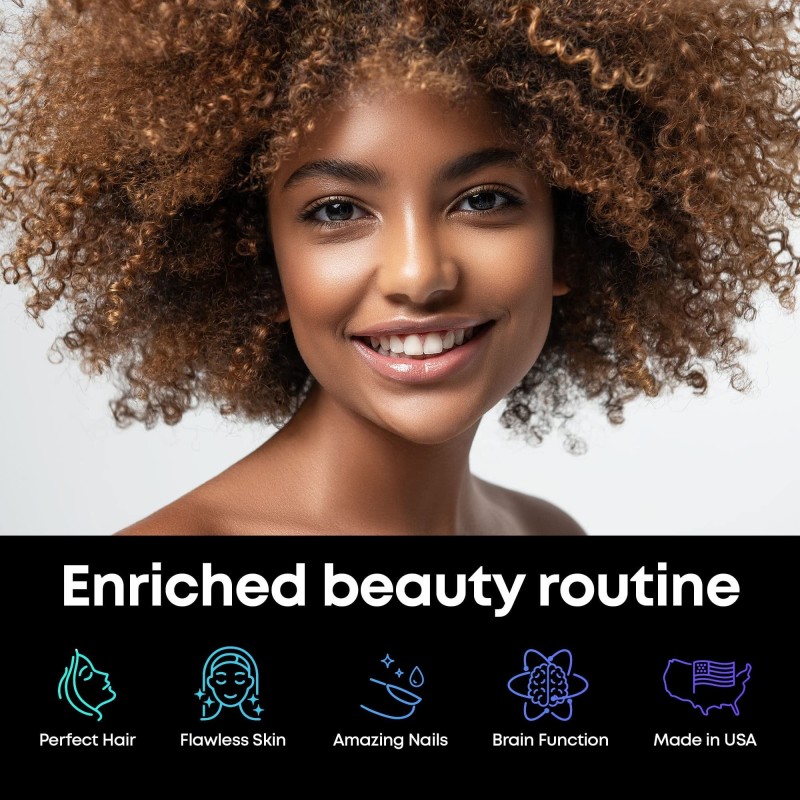 Natural Biotin Collagen Capsules for Hair Growth Strengthening Thicker Hair Healthy Skin Nails Oral Liquid Vitamins for All Ages