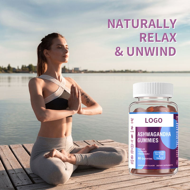 Organic Ashwagandha Root Extract Gummies with Biotin for Stress Relief and Hair Growth 60 Gummies