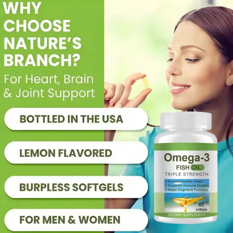 Wholesale Omega 3 Fish Oils 864EPA/576DHA,Supports Heart Health,Dietary Supplement for Men & Women 60 Softgels