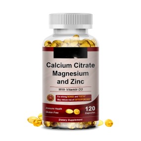 Bone Health Support Calcium Citrate Magnesium Zinc & D3 Complex - 60pcs Softgel Capsules, Gluten-Free