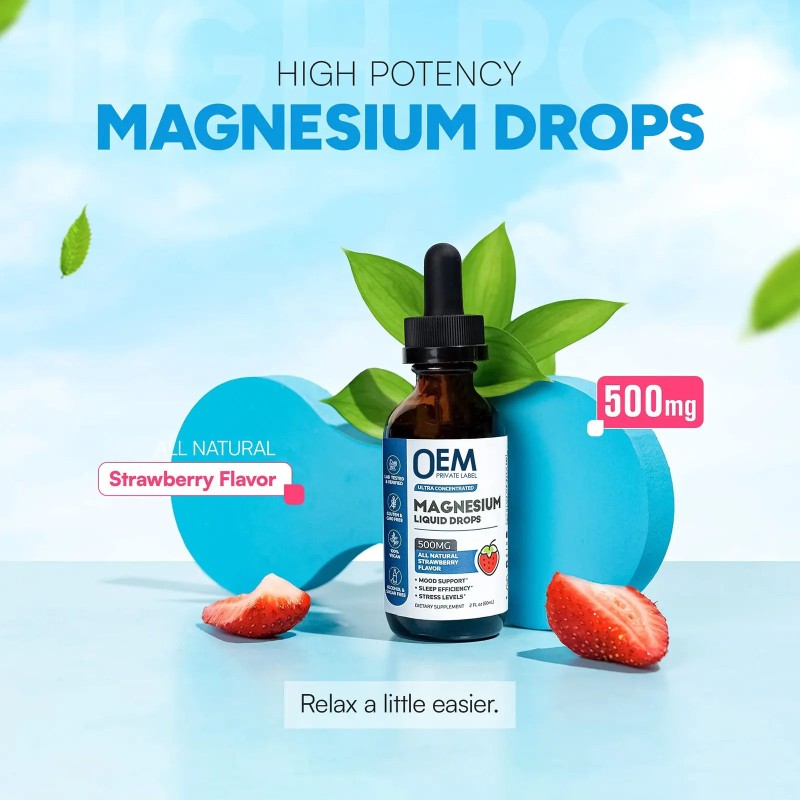 OEM Magnesium Citrate Liquid Drops for Slimming, Stress Relief, Deep Sleep, and Mood Enhancement