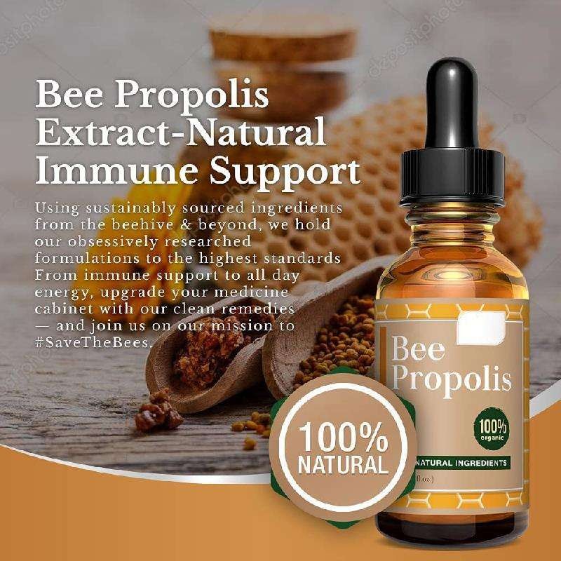 100% Pure Organic Propolis Liquid Extract Drops - Immune System Support & Sore Throat Relief Lung Cleanse for Adult