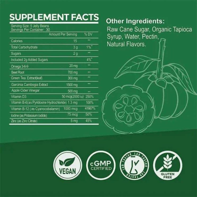 ACV with Garcinia Cambogia Extract Gummies  Weight Management Aid, Digestive Health Support Chewable Gummies