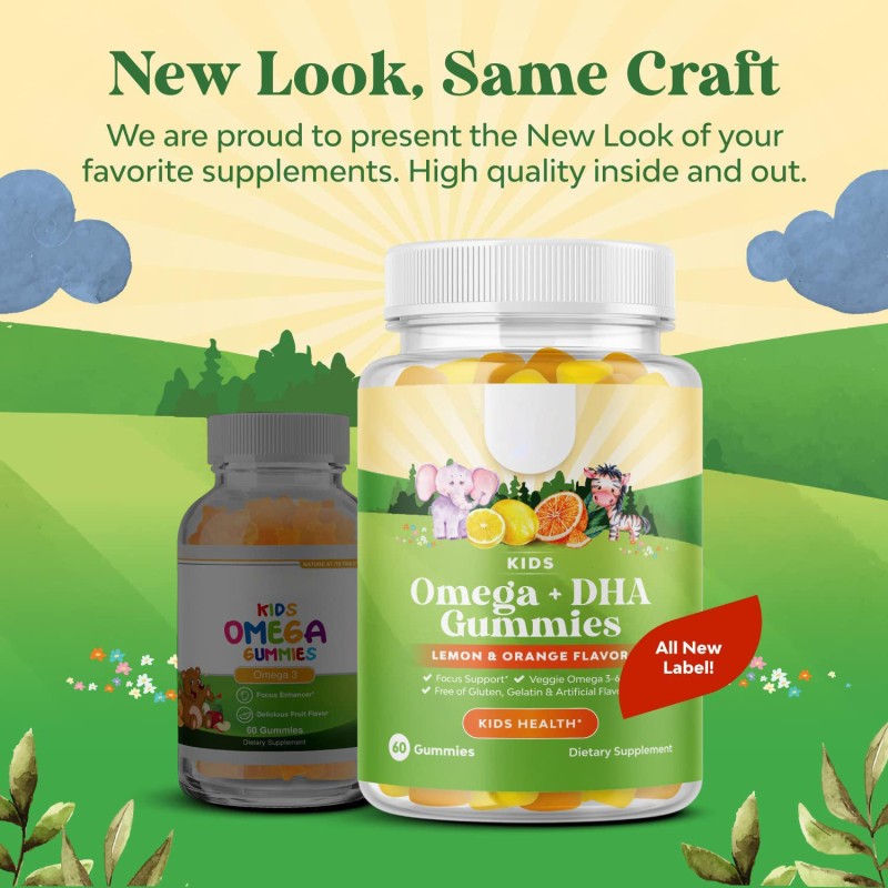 OEM Premium Vegan DHA Gummies with Pure Vitamin C for Kids - Supports Brain and Joint Health