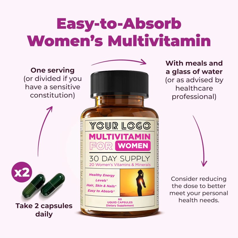 Women's Multivitamin & Minerals Capsules - for Hair, Skin, Nails, Mood & Energy Support, Beauty Care Supplement
