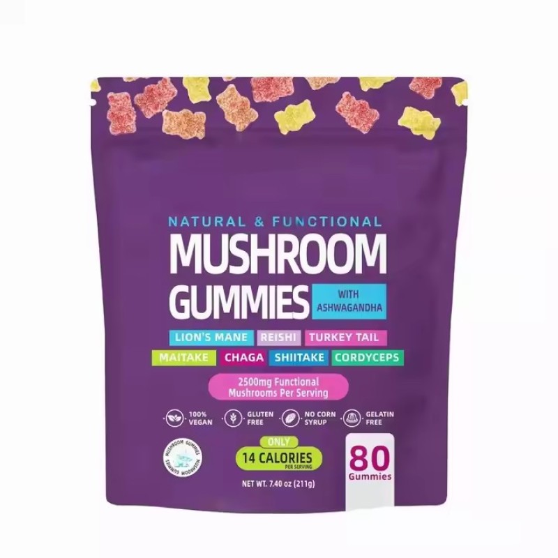 Herbal Supplements Mushroom Gummies Organic Mushroom Blend Powder 8-IN-1 Lion's Mane Mushroom Gummies