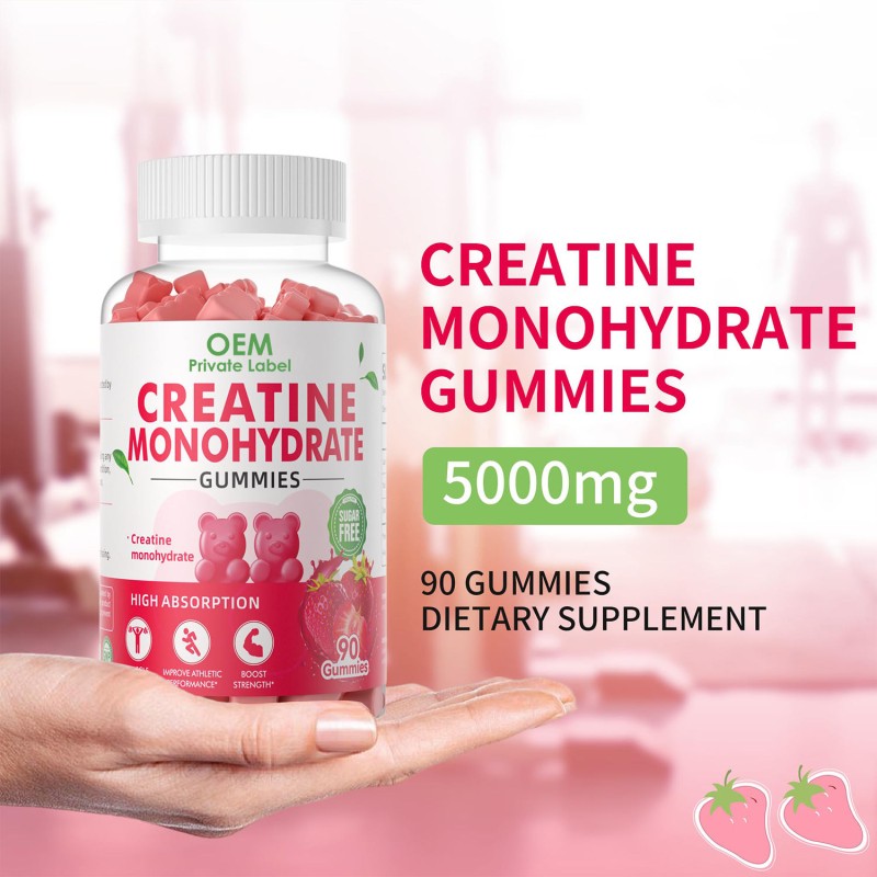 OEM Private Label Sugar-Free  Creatine Monohydrate Gummies for Pre-Workout Energy Boost