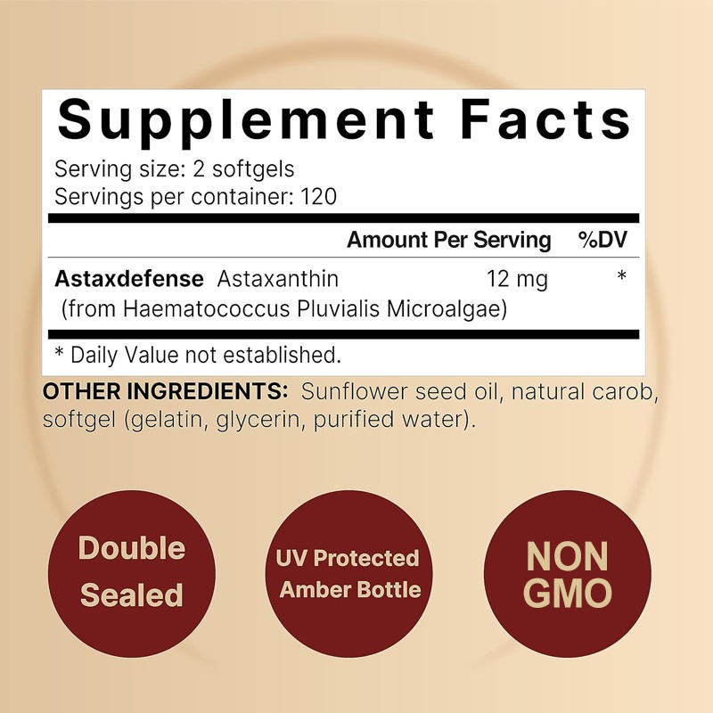 Premium Astaxanthin Softgels - Eye, Skin & Joint Support From Microalgae