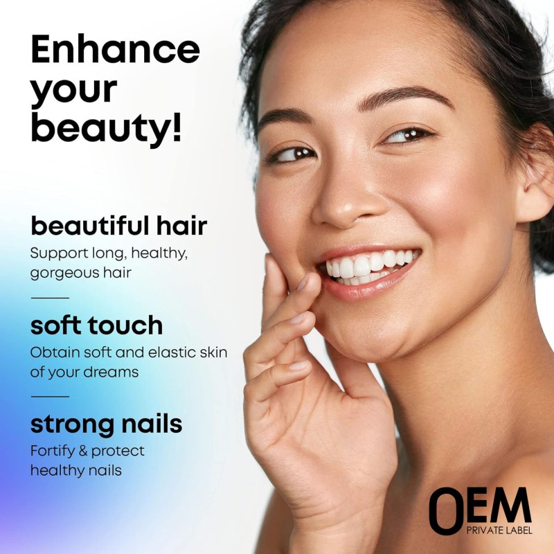 OEM/ODM Premium Collagen & Keratin Biotin Vitamins Capsules for Hair, Skin & Nail Care Herbal Collagen Supplement