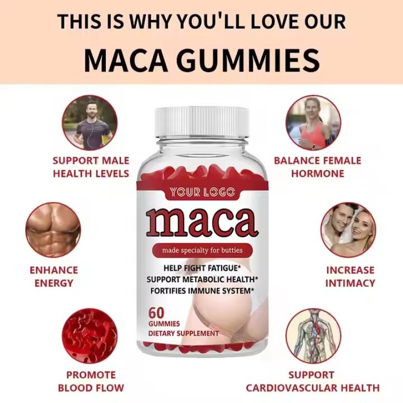 Maca Gummies Rich in Amino Acids Minerals and Vitamins Organic Maca Range to Enlarge Buttocks for Women Enhance Male Vitality