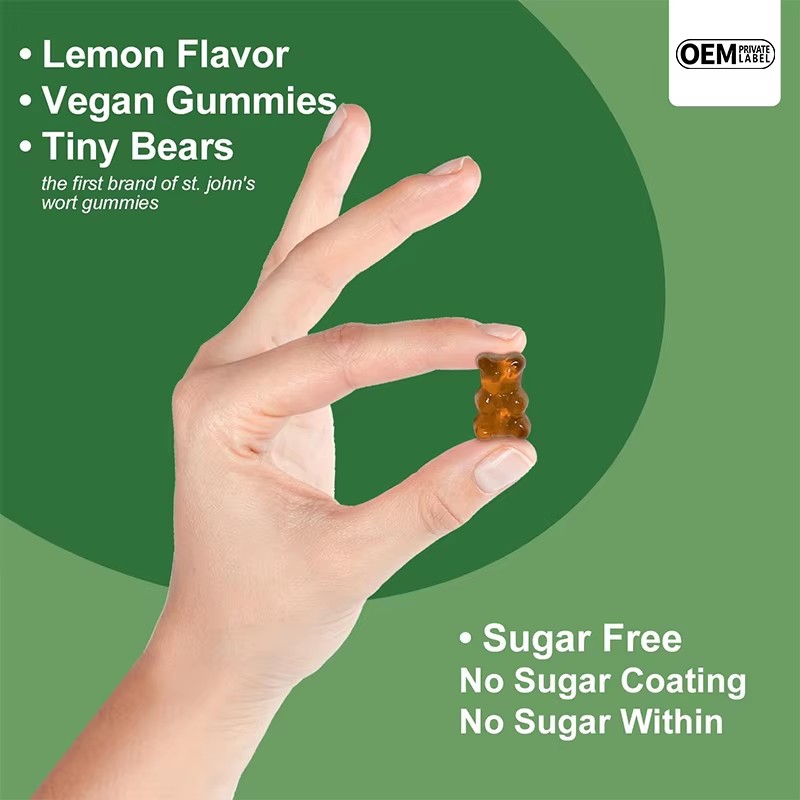 Lemon Flavored St. John's Wort 300mg Chewable Gummies: Herbal Stress Relief & Mood Support for Anxiety Adults