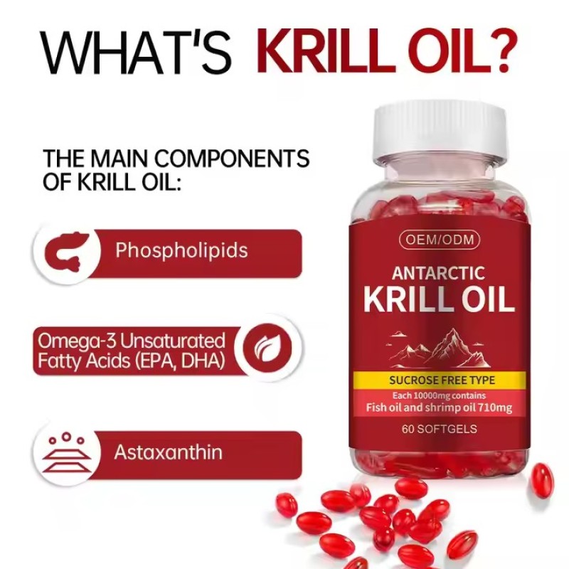 Hot Sales Brain Health Supplement Krill Oil Capsules Omega 3 Epa Dha Antarctic Krill Oil Softgel
