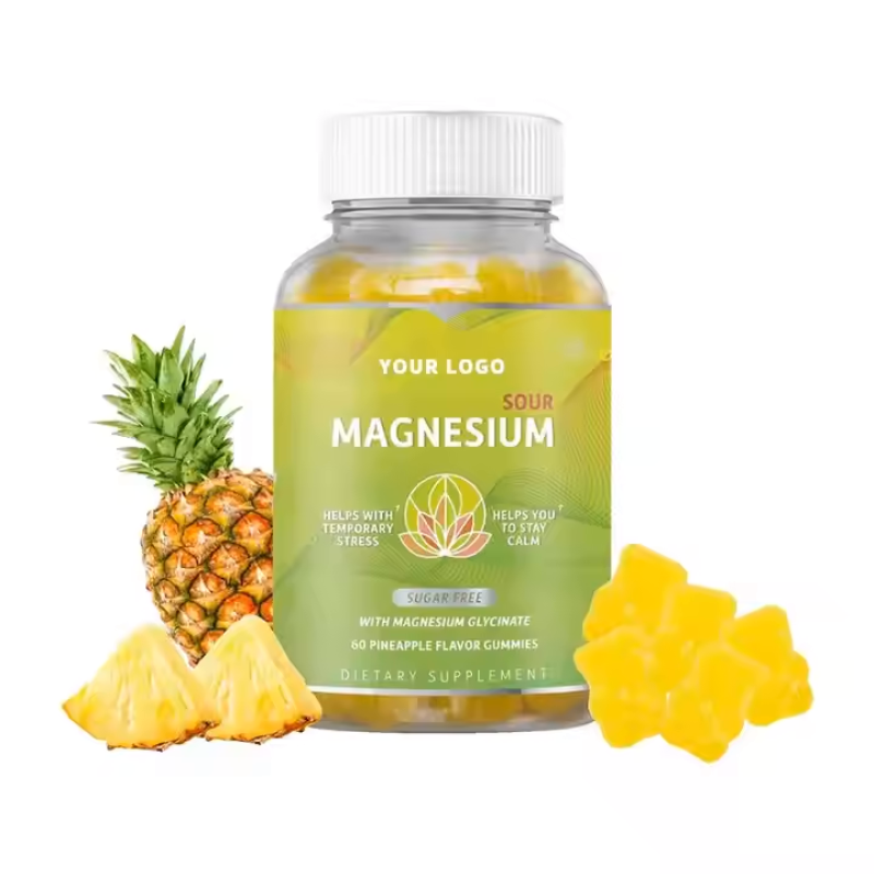 OEM Calcium Magnesium Zinc Gummies Supplement for Stress Relief & Sleep Support - Sugar Free Pineapple Gummies for Kids & Adults