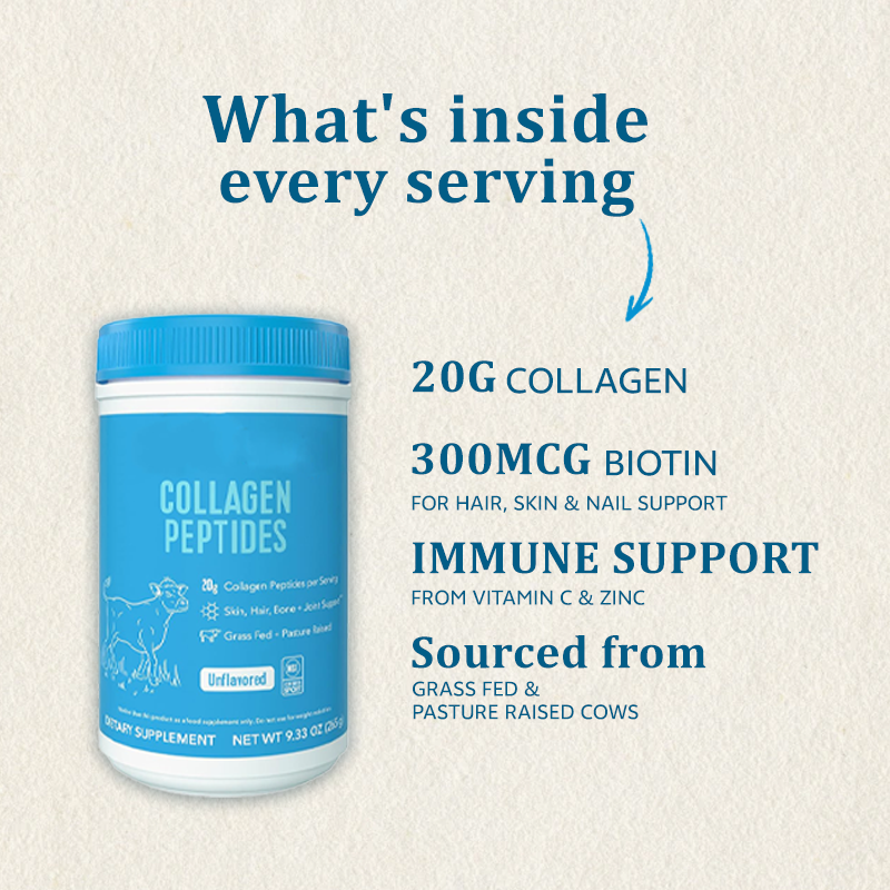 OEM Vitamin C Collagen Peptides Powder with Hyaluronic Acid for Skin Elasticity and Wrinkle Reduction 300g