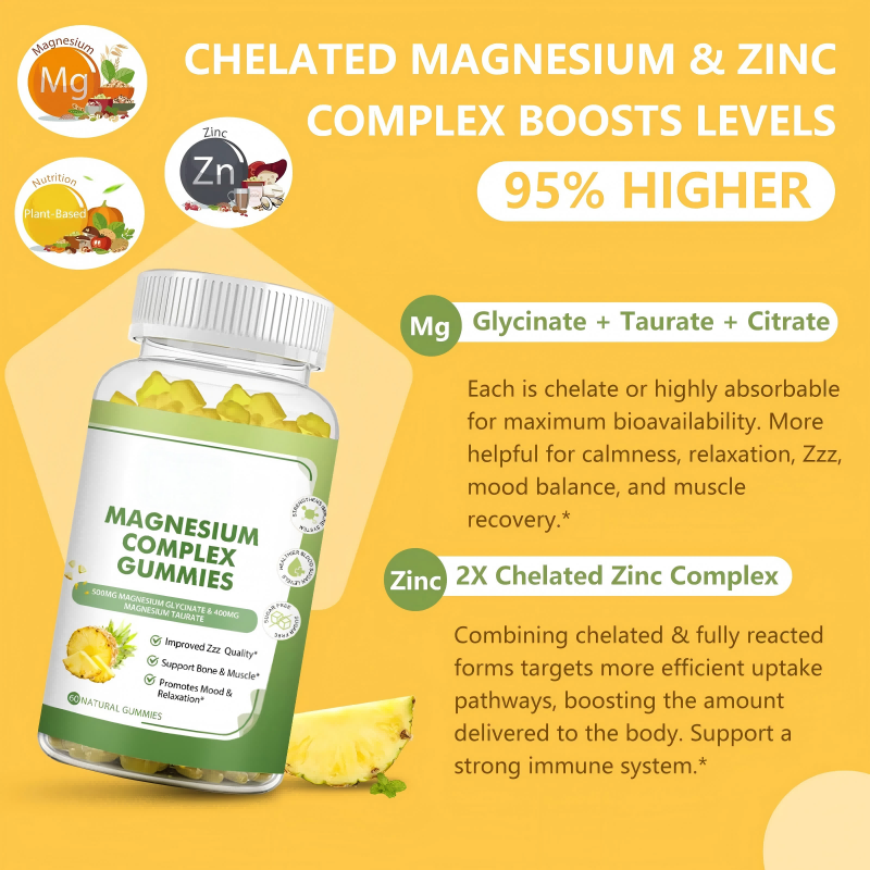 Magnesium Complex Gummies Magnesium Citrate L-Theanine Magnesium Glycinate Supplements for Relax Multivitamin Supplement
