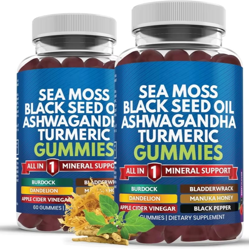 Organic Sea Moss Gummies with Ashwagandha and Lions Mane Immune Support Candy for Adults Not for Pregnant Women