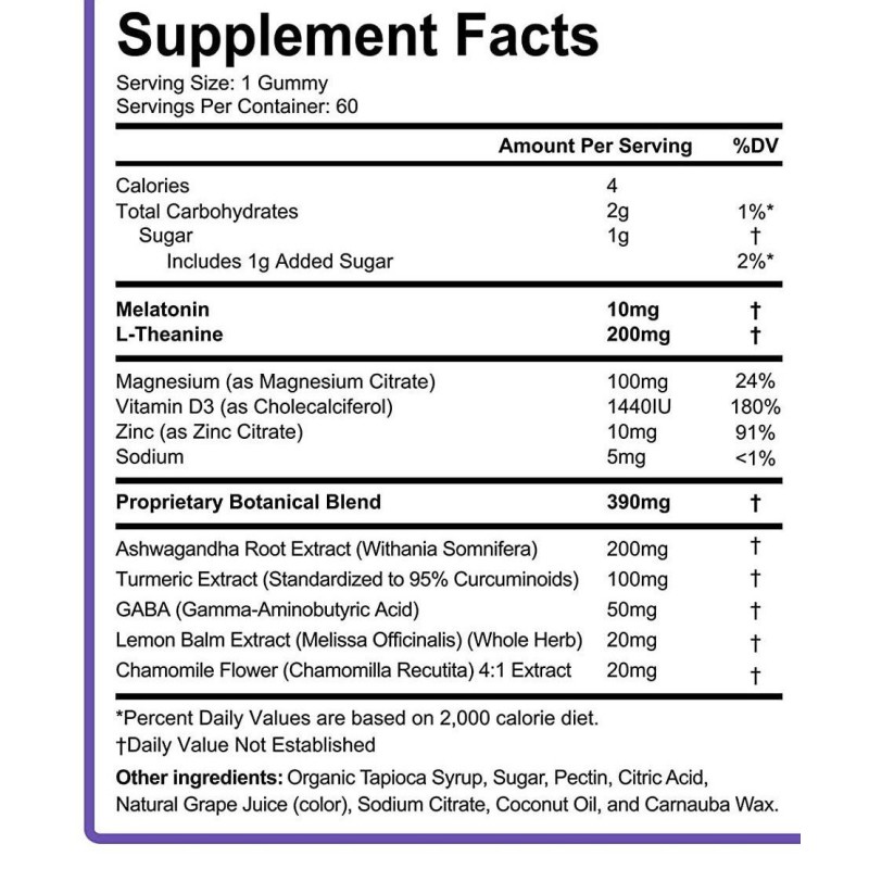 OEM Private Label Sugar-Free Melatonin Sleep Gummies with Natural Grape Flavor Herbal Supplements for Adults